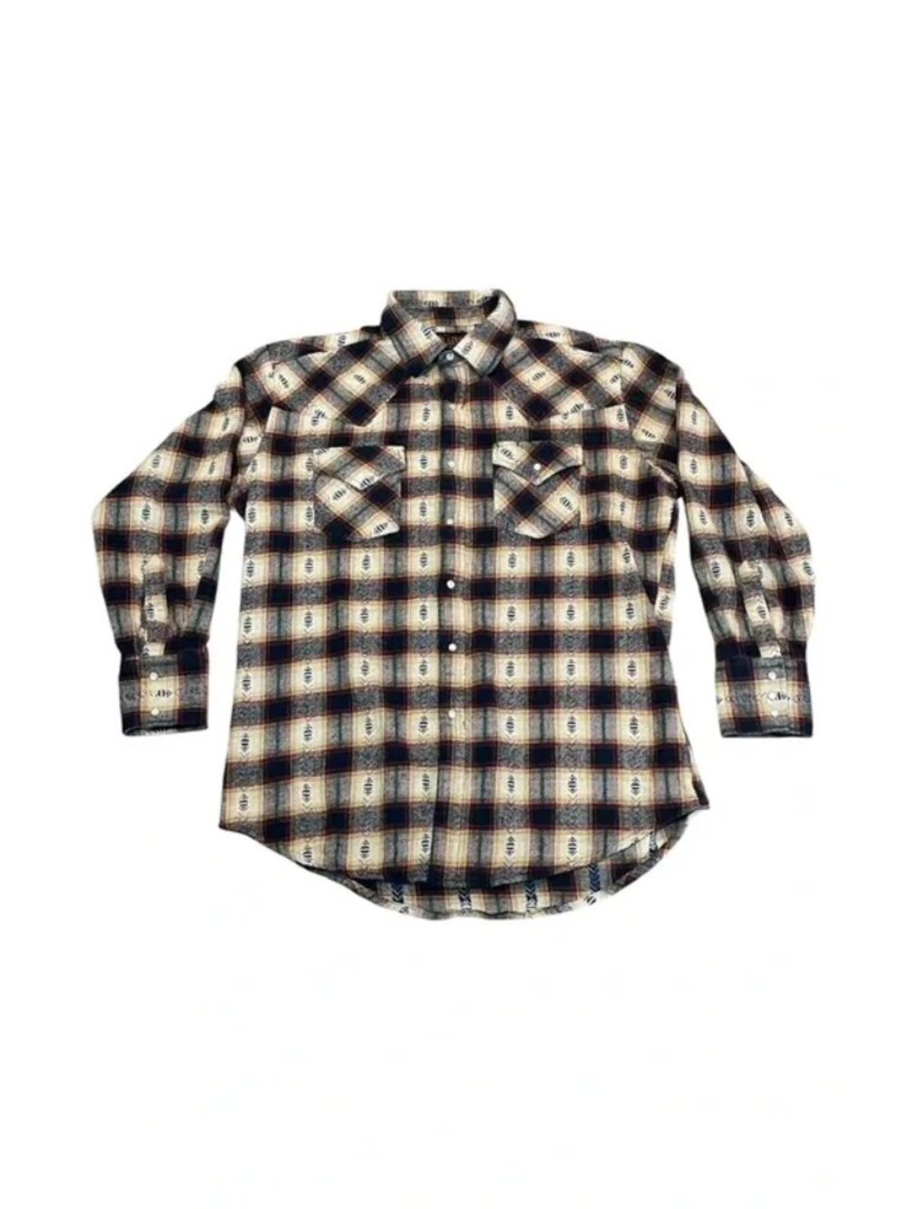 Plains Western Wear Pearl Snap Flannel Shirt Size Large Cowboy